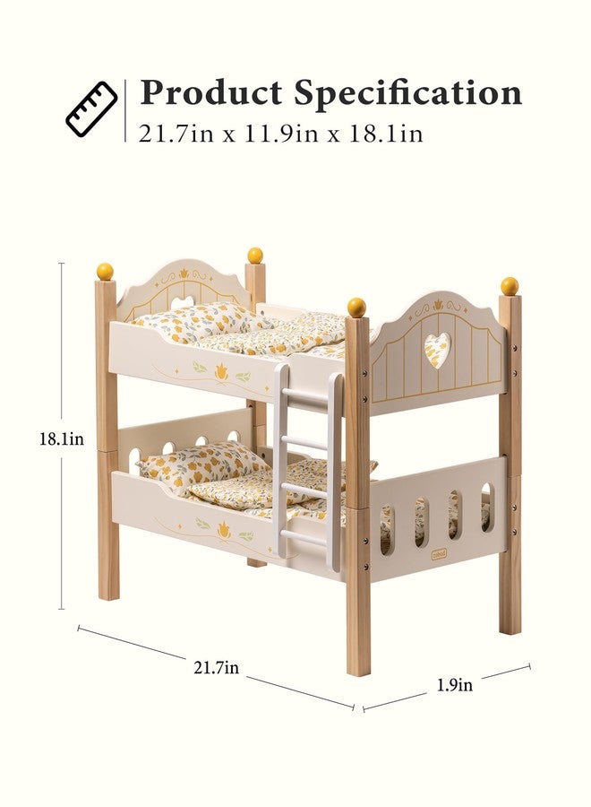 ROBUD Baby Doll Crib, Wooden Baby Doll Beds for 20 Inch Dolls, Baby Doll Bunk Beds with Tulle, American Girl Doll Bed for Gifts, WRP12 - Image 2